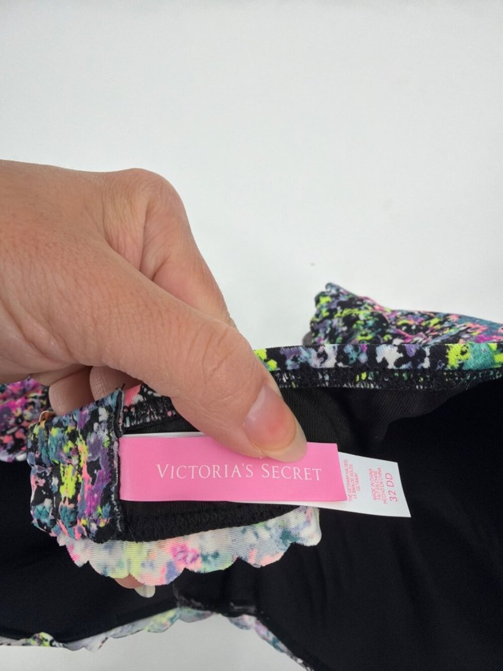 Victorias Secret 32DD Womens Bikini Top Multicolor Splatter Print Padded Swim - Picture 3 of 5